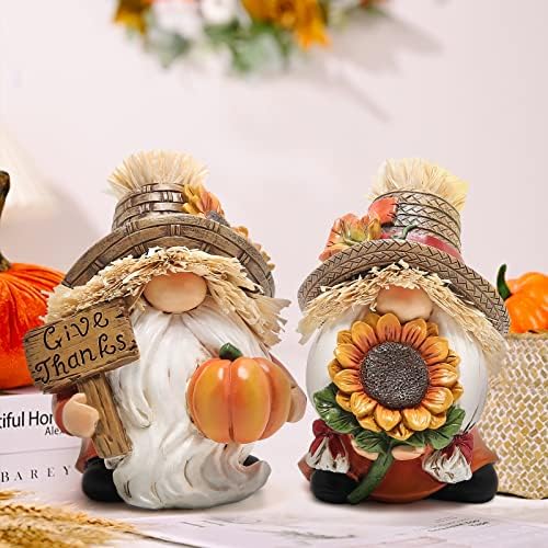 Hodao 2pcs Thanksgiving Gnomes Decor, Fall Decorations for Home