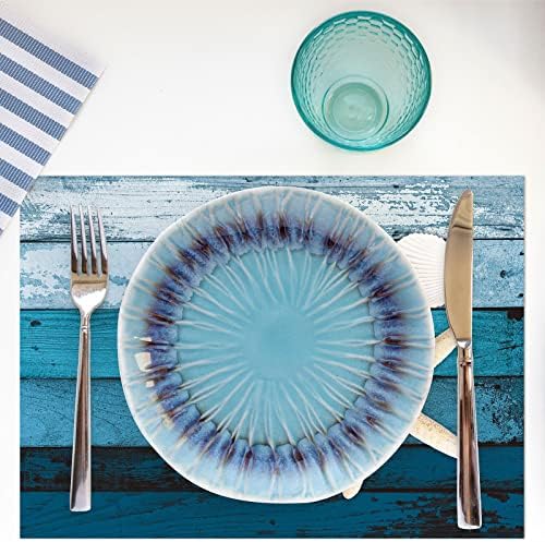 Whaline 50 Pack Summer Ocean Paper Place Mats Coastal Starfish Seashell Disposable Placemats 10x14 in Blue Beach Seaside Seasonal Placemat Decorative Table Mat for Dinner Wedding Birthday Party Decor