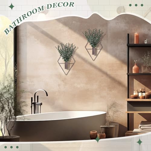 Jexine 4 Pcs Hanging Artificial Planters Wall Decor, Bronze, Eucalyptus