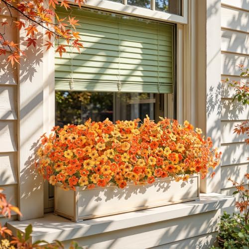 Alupssuc 24 Bundles Artificial Fall Flowers, UV Resistant Faux Mums Porch