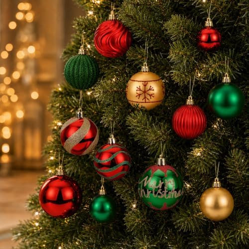 SHareconn 66Pcs Christmas Tree Decorations, Christmas Tree Ornaments Set