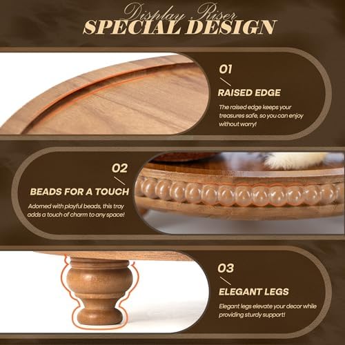 Beaded Wood Riser for Plant / Brown