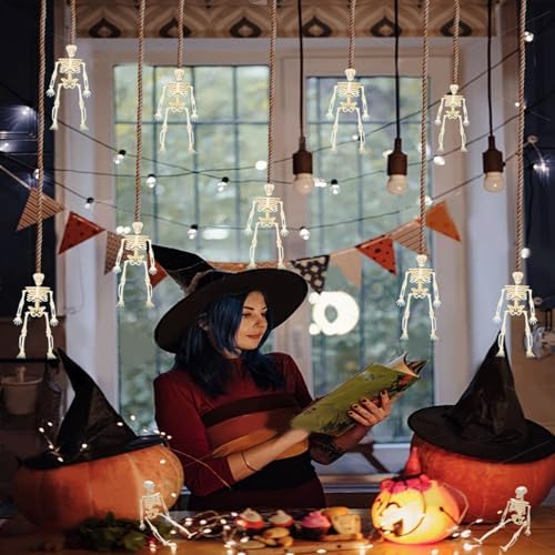 8PCS Mini Skeletons - 6 Inch Skeleton Figurines for Halloween Indoor/Outdoor Decor & Party Favors