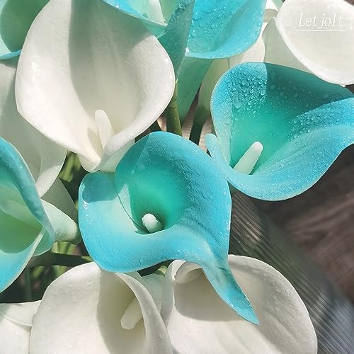 Letjolt Artificial Calla Lily Peacock Blue Flowers 20 Pieces