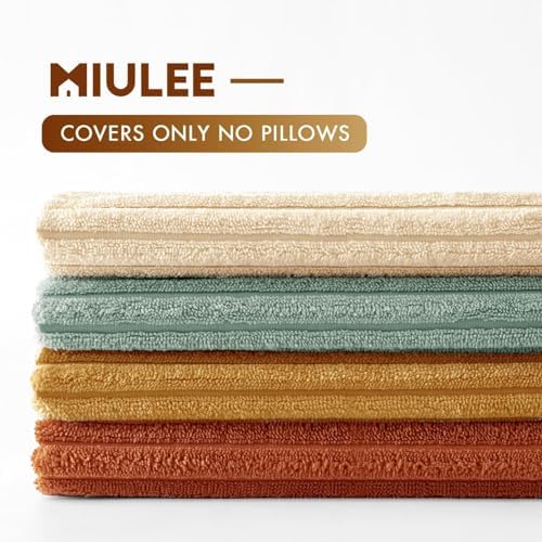 MIULEE Soft Corduroy Decorative Throw Pillow Covers Teal-Rust 20x20