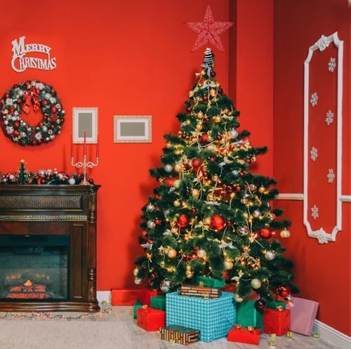 Christmas Tree Toppers Glitter Red Star for Christmas Tree Decoration