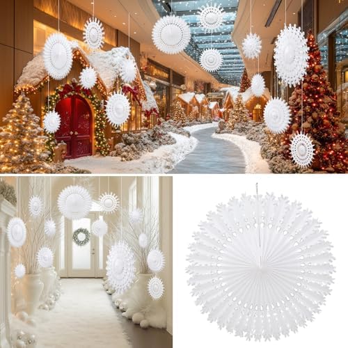 AmazingSpark 16 Pcs 31.5" Winter White Paper Snowflake Decoration