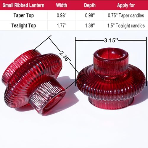 VOHO 12pcs Red Glass Taper Candle Holders for Table Centerpiece Wedding