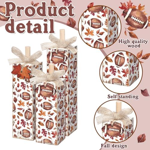 Redbaker 3 Pcs Fall Football Decorations for Home, Football Table Decor