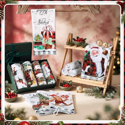 VitalCozy 12 Pcs Christmas Kitchen Towels, 14.2 x 21.3 in Dishcloth Decor