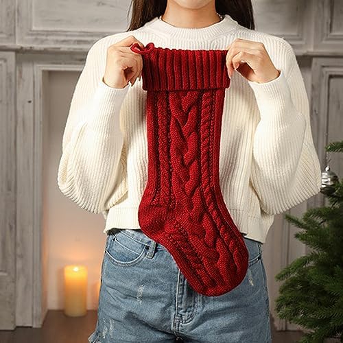 Nanou 18” Knitted Christmas Stockings, 1 Pack, Flaxen