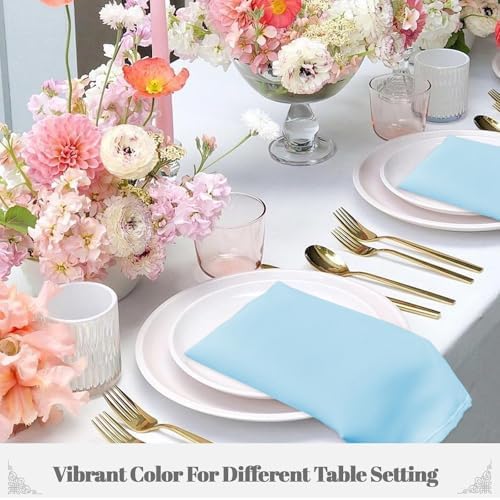 PLOYMONO Baby Blue Cloth Napkins - 8 Pack 17"x17" Polyester Dinner Napkins