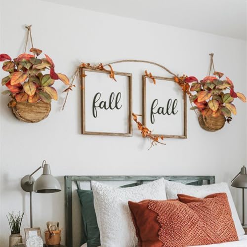 Briful 3 PCS Fall Leaves Artificial Magnolia Leaf Bush, 15" Autumn Fake Greenery Picks for Vase Floral Arrangement Kitchen Table Home Fall Decoration