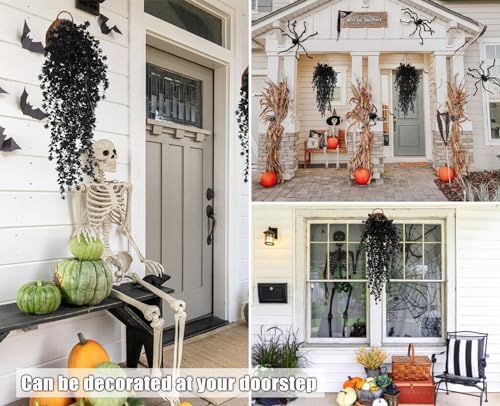 RECUTMS Black Hanging Flowers Faux Hanging Plants Black Artificial Plants