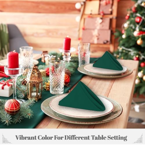 PLOYMONO Hunter Green Cloth Napkins - 8 Pack 17" x 17" Polyester Napkins