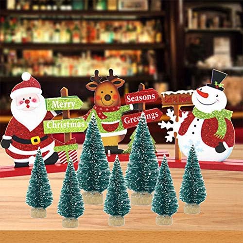 Orgrimmar 24 PCS Artificial Mini Christmas Trees Snow Frost Ornaments Bottle Brush Trees with Wooden Bases for Christmas Home Party Decoration, 6 Sizes