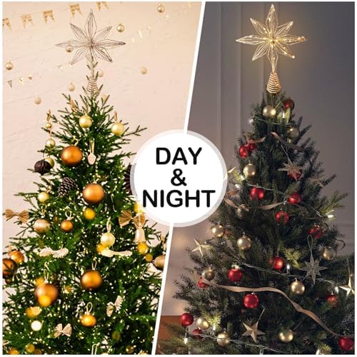 Noiclub Christmas Tree Topper Gold Glitter Star for 6-8FT Christmas Trees