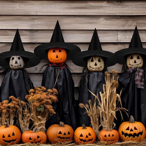 9Pcs Witch Hats, Black Hanging Witch Hats Halloween Decorations