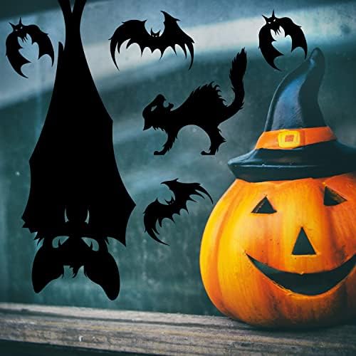 CCINEE Halloween Window Cling Sticker, 4 Sheet Giant Spooky Monster Silhouette Window Decal Scary Black Stickers for Halloween Indoor Kids Room and Party Decoration…