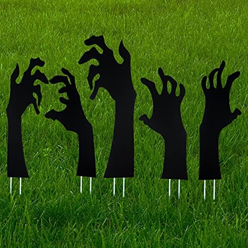 Anditoy 5 Pack Halloween Black Hands Yard Signs with Stakes Scary Silhouette Halloween Decorations for Outdoor Yard Lawn Garden Decor