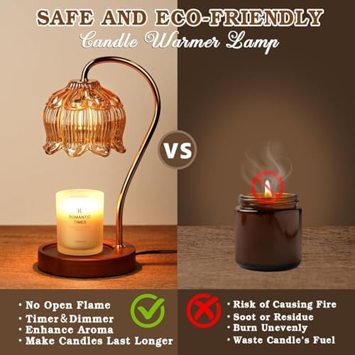 Funistree Flower Candle Warmer Lamp with Timer, Dimmable Candle Lamp Warmer, Christmas Birthday Gifts for Women Mom
