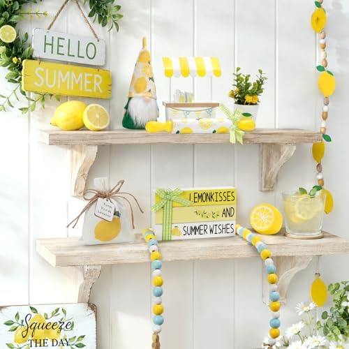 Summer Decorations for Home Indoor 8pcs Lemon Tiered Tray Decor Set