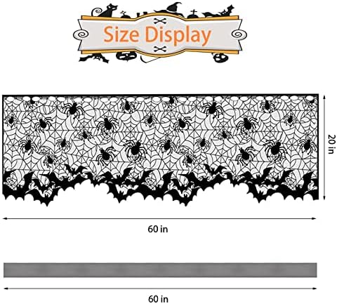 Lucleag 3Pcs Halloween Black Lace Spider Web Bat Lampshades Cover, 20x60 Inch Black Lace Lampshade Cover with Ribbon for Halloween Party Decorations Party Supplies Indoor Decor Supplies Gifts