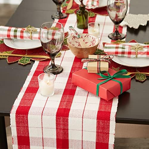DII Christmas Basics Cotton Holiday Tabletop Collection, Table Runner, 13x72, Red Tinsel