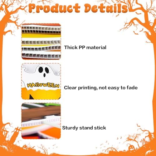 10 PCS Cute Halloween Decorations Outdoor Yard Signs,Large Yard Stakes Signs Pumpkin Ghost,Halloween Lawn Decoration for Family Friendly Kids Home Party Plastic Halloween Yard Stakes