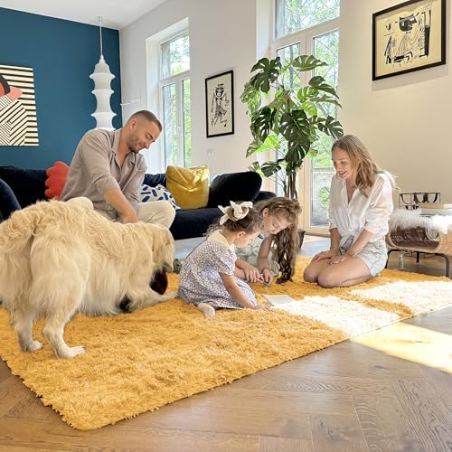 OLANLY 2x8 Machine Washable Runner Rugs for Hallway, Soft Fluffy Shaggy Bedside Rugs for Bedroom, Living Room, Indoor