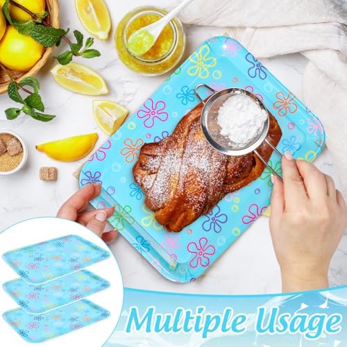 JarThenaAMCS 3Pcs Cartoon Sponge Serving Trays Under the Sea Flower Bubble Reusable Serving Dishes Melamine Platter Party Decoration for Ocean Birthday Party Sharing Snacks Fruit Dessert, 13 x 10 Inch