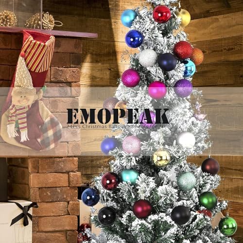 Emopeak 16 Count Black Christmas Balls Ornaments 3.15 Inch