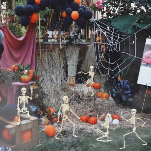 CAMIRUS 5PACK Halloween Skeleton Decorations, 16" Full Body Mini Skeletons
