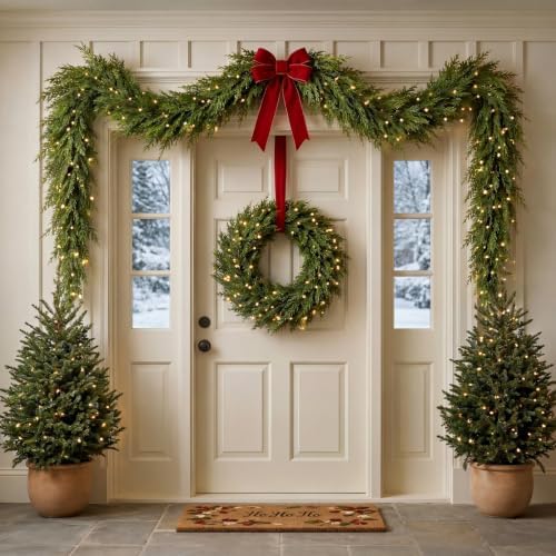 Thiccywoov 6 ft Prelit Christmas Cedar Garland with Lights, Soft Greenery