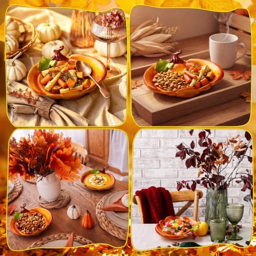 LemonRoad 2 Pack Fall Candy Dish, Resin Pumpkin Candy Bowls