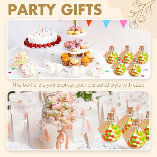 Baderke 24 Sets Mini Glass Bottles with Cork Lids 5 oz Round Potion Bottles