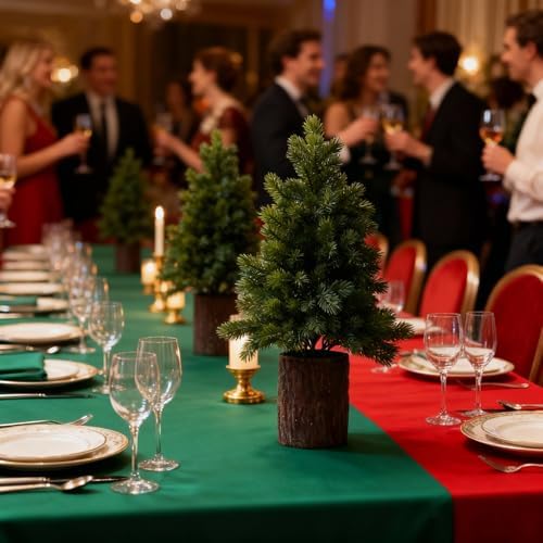 19.7" Table Top Artificial Christmas Tree with Wooden Planter