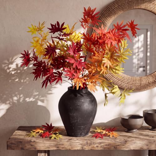 Suncalla 5 Pcs 31" Fall Artificial Japanese Maple Stem, Golden Orange