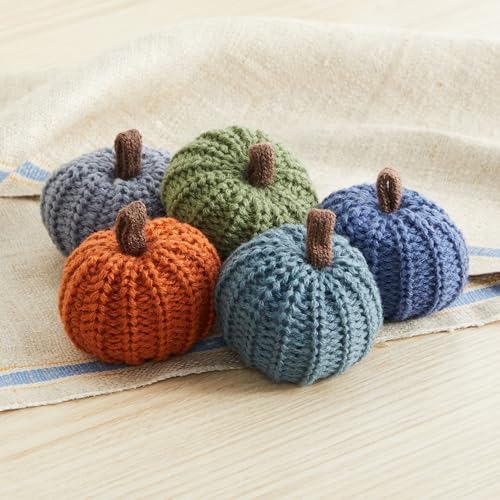Mini Knit Pumpkins Set of 12, Warm Pumpkin Colors (Mini Assorted Set 12)