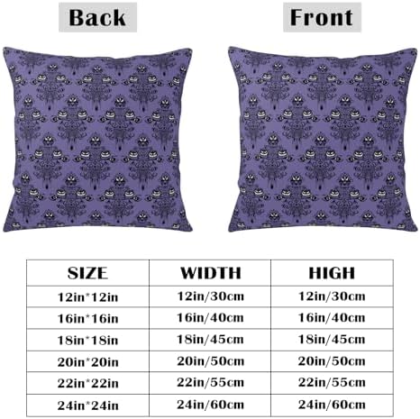 Halloween Haunted Ghosts Pillow Cover 24x24 Inch Set of 2 Deep Purple Spooky Scary Throw Pillow Case Skull Spooky Farmhouse Outdoor Decorative Cushion Cases Home Sofa Couch
