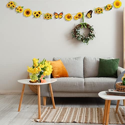 Qunclay 36 Pcs Sunflower Tree Decorations Yellow Flower Wooden Ornaments
