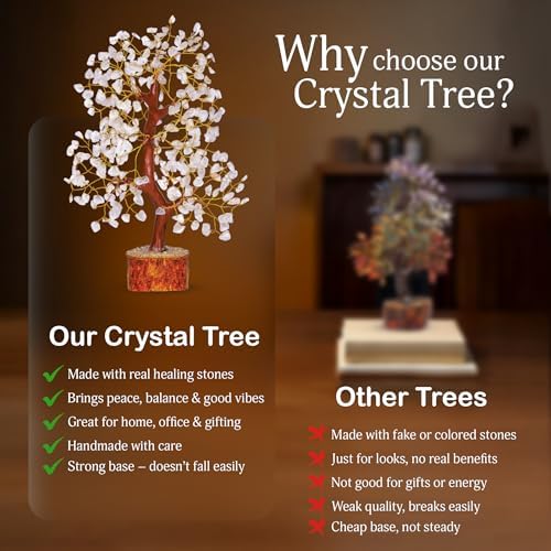 YATSKIA Clear Quartz Crystal Tree | Crystal Bonsai Tree Desk Decor | Crystals and Stones | Home Office Decor | Birthday