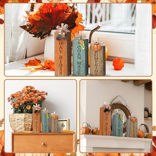 GlikCeil 3 Pcs Fall Table Decoration, Thanksgiving Tiered Tray Decor