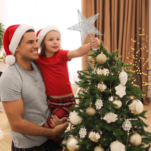 Christmas Tree Toppers Glitter Silver Star for Christmas Tree Decoration