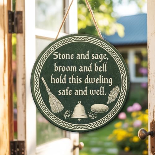 Halloween Decorations Wooden Sign for Home, Witchy House Blessing Sign