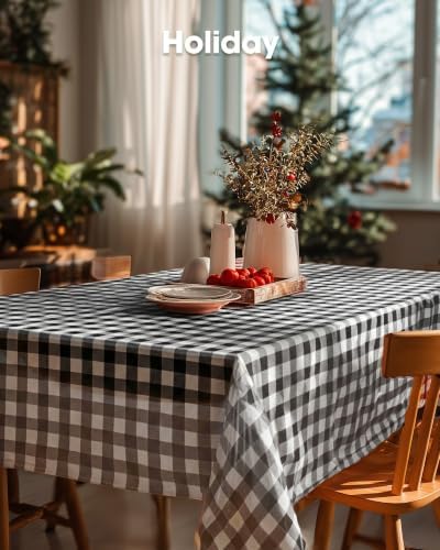 Pureegg Plastic Table Cloth Disposable 54x108 Inch 10 Pack, Black Plaid