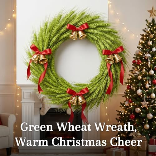 Sukh 50 Stems Dried Wheat Stalks - Green Wheat Straw for Vases 13.3 in