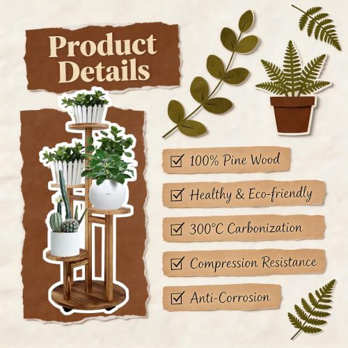 GEEBOBO 5 Tiered Tall Plant Stand for Indoor