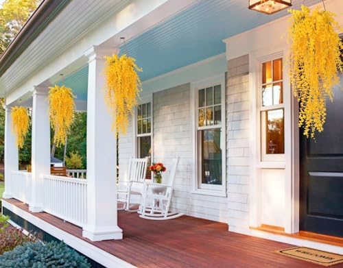 RECUTMS 3Pcs Fake Eucalyptus Vines Hanging Plants Yellow Fall Decor