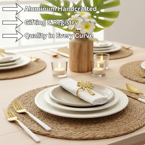 Alpha Living Home Metal Napkin Rings, Gold, Set of 12
